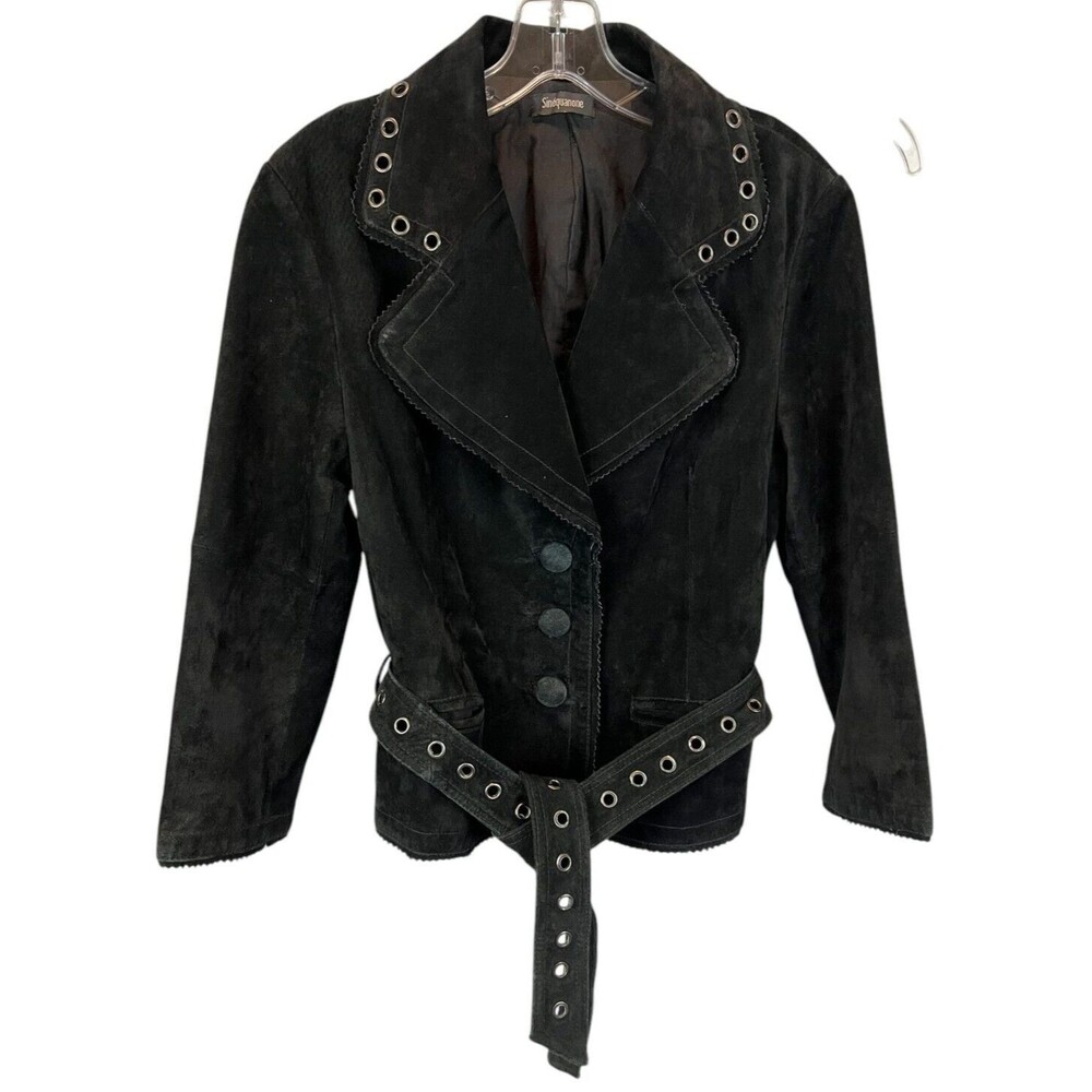 Sinequanone Y2K Black Genuine Suede Grommet Jacket Size T40 = US S Mobwife